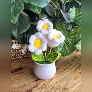 Mini Crochet Bell Orchids Planter NIP